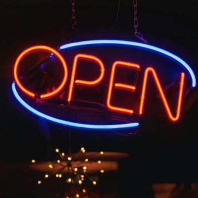 Neonowa Wizytówka "Open"